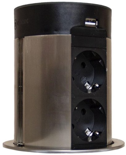 Розетка выдвижная сенсорная Mebax 17J 2-м.+2xUSB беспроводная зарядка+колонка Ø100мм черный фото Розетка выдвижная сенсорная Mebax 17J 2-м.+2xUSB беспроводная зарядка+колонка Ø100мм черный картинка